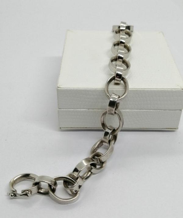 Bracelet argent, maille ovale pleine, de deux tailles différentes, vintage. – Image 2