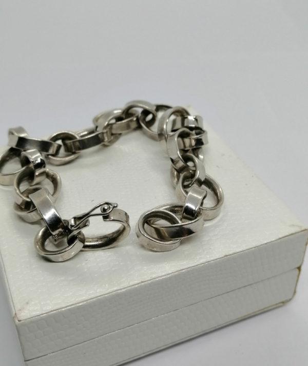 Bracelet argent, maille ovale pleine, de deux tailles différentes, vintage. – Image 4