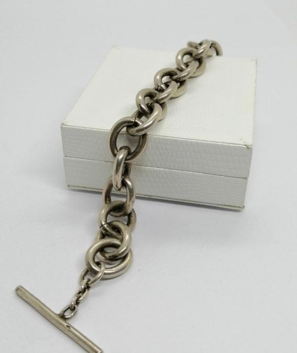 Bracelet argent, grosse maille forçat simple, fermoir tige et anneau. – Image 2