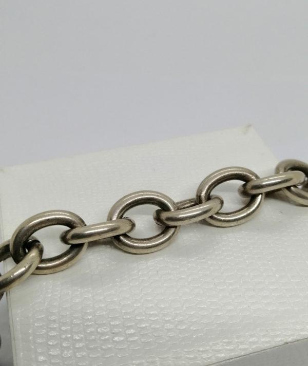 Bracelet argent, grosse maille forçat simple, fermoir tige et anneau. – Image 3