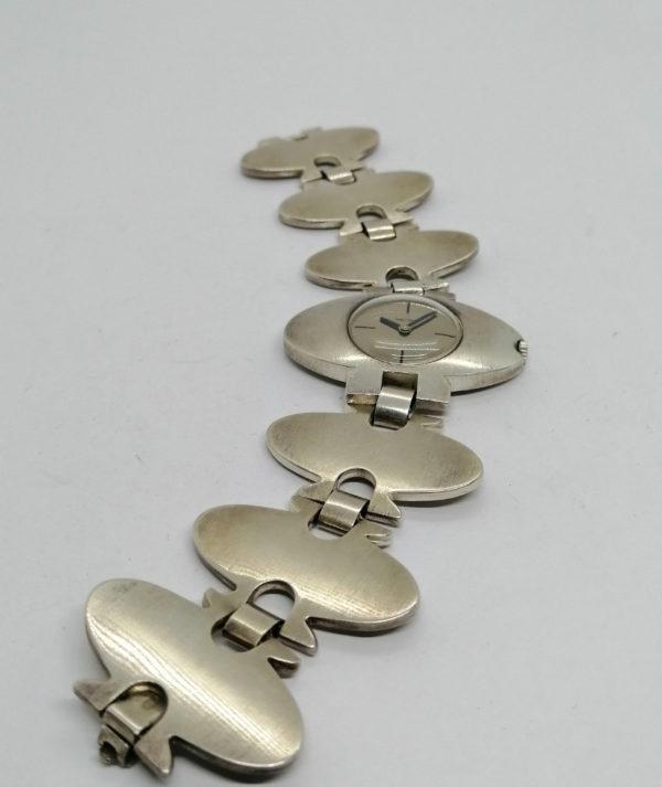 Bracelet montre mécanique en argent, modèle typique des années 1960. – Image 4