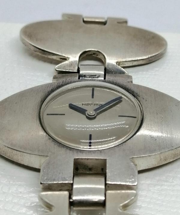 Bracelet montre mécanique en argent, modèle typique des années 1960. – Image 6