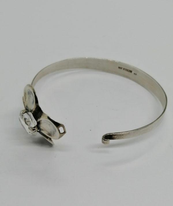 Bracelet argent, jonc et motif de fleur et cristal à facettes, 1970-80. – Image 5