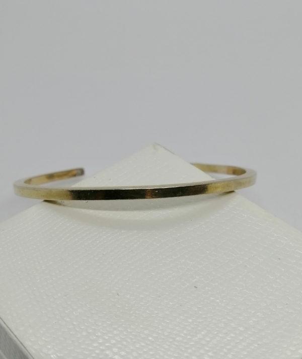 Bracelet argent, jonc ouvert en vermeil, très sobre. – Image 2