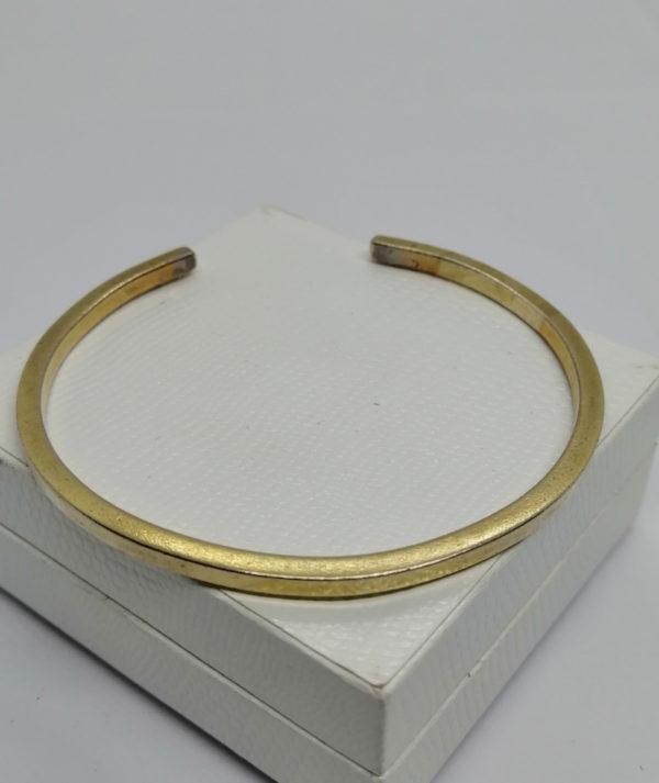 Bracelet argent, jonc ouvert en vermeil, très sobre. – Image 3