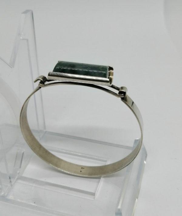 Bracelet argent, jonc avec cabochon de pierre naturelle. – Image 3