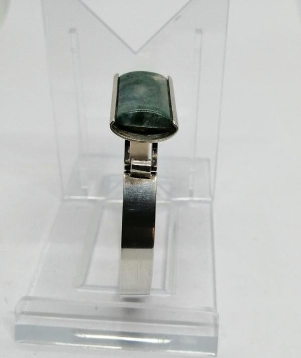 Bracelet argent, jonc avec cabochon de pierre naturelle. – Image 4