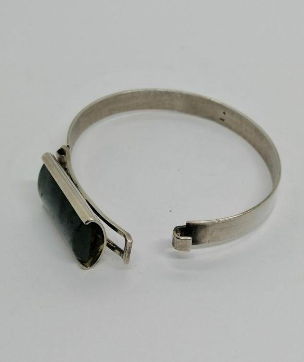 Bracelet argent, jonc avec cabochon de pierre naturelle. – Image 5