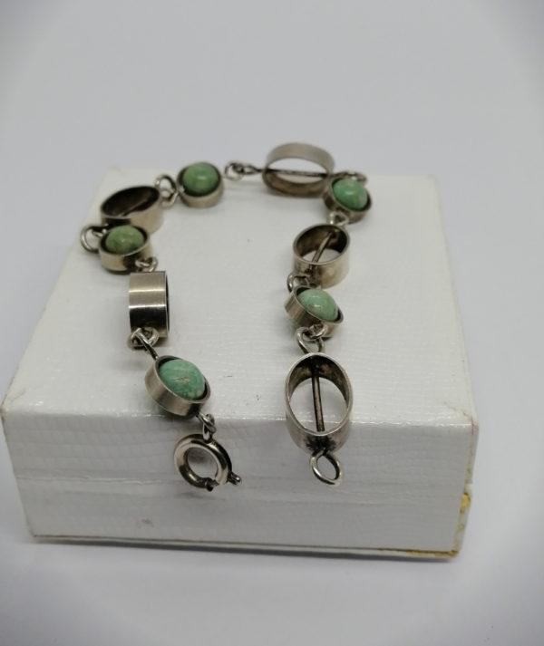 Bracelet argent, maille ovale et ronde avec boule de pierre naturelle. – Image 4
