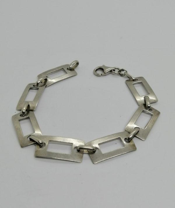 Bracelet argent, maille rectangulaire et ajourée, vintage.