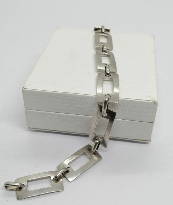 Bracelet argent, maille rectangulaire et ajourée, vintage. – Image 2