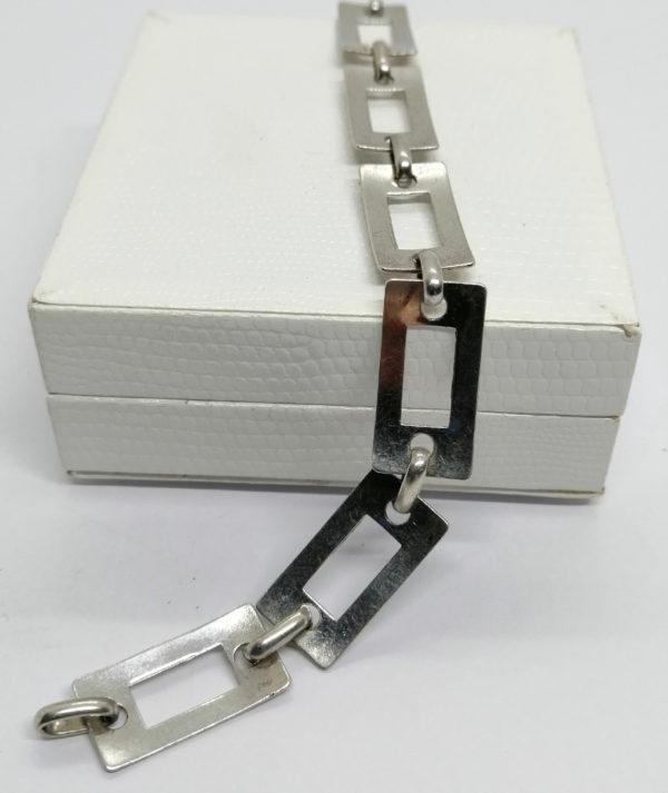Bracelet argent, maille rectangulaire et ajourée, vintage. – Image 3