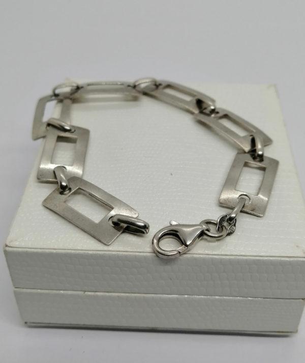 Bracelet argent, maille rectangulaire et ajourée, vintage. – Image 4