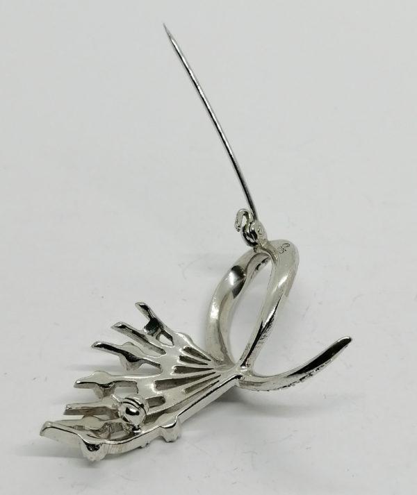 Broche argent de forme stylisée, avec pavage de marcasites. – Image 4