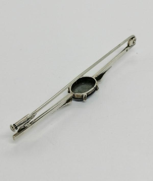 Broche argent, épingle avec hématite, marcasites, Art Déco. – Image 3