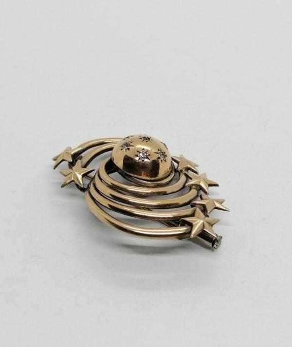 Broche or/argent façon planète, et étoiles filantes. – Image 3