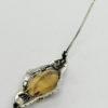 Broche argent, avec quartz fumé taillé sur mesure, marcasites, 1920. – Image 4