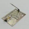 Broche argent en plaque, motifs de fleurs découpées et cartouche. – Image 4