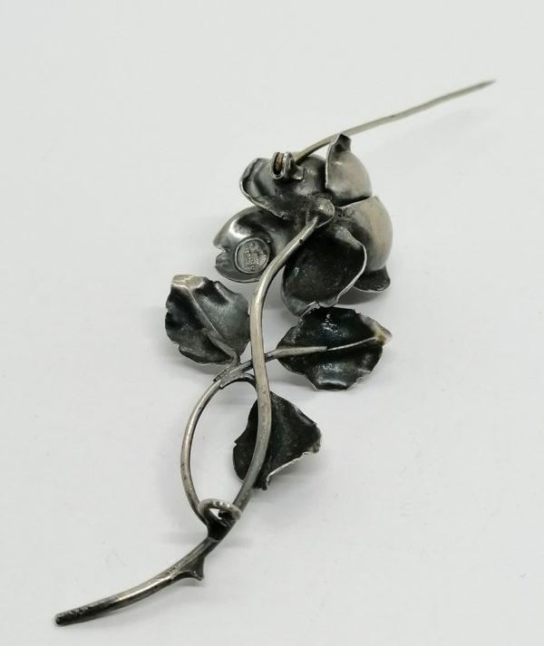 Broche argent, une rose de fabrication Strasbourgeoise, 1900. – Image 4
