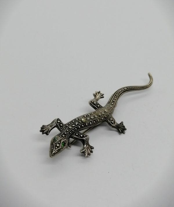 Broche argent, salamandre, petit modèle, avec marcasites. – Image 2