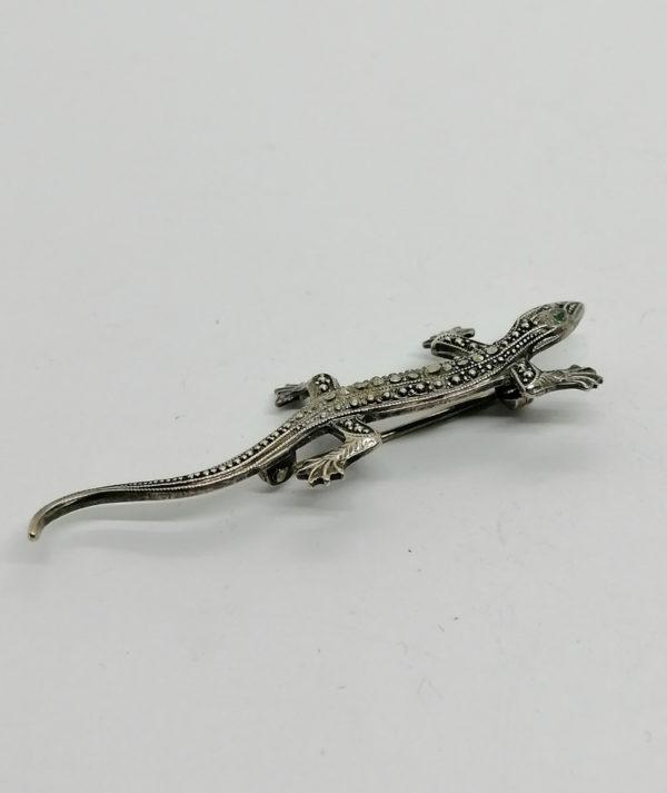 Broche argent, salamandre, petit modèle, avec marcasites. – Image 3