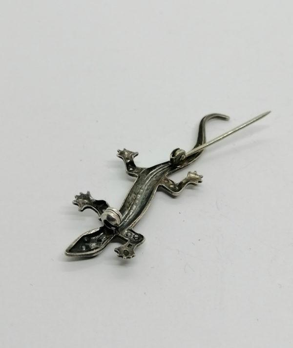 Broche argent, salamandre, petit modèle, avec marcasites. – Image 4