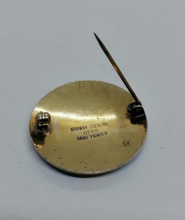 Broche argent vermeil, miniature émaillée, travail Norvégien, signé. – Image 4