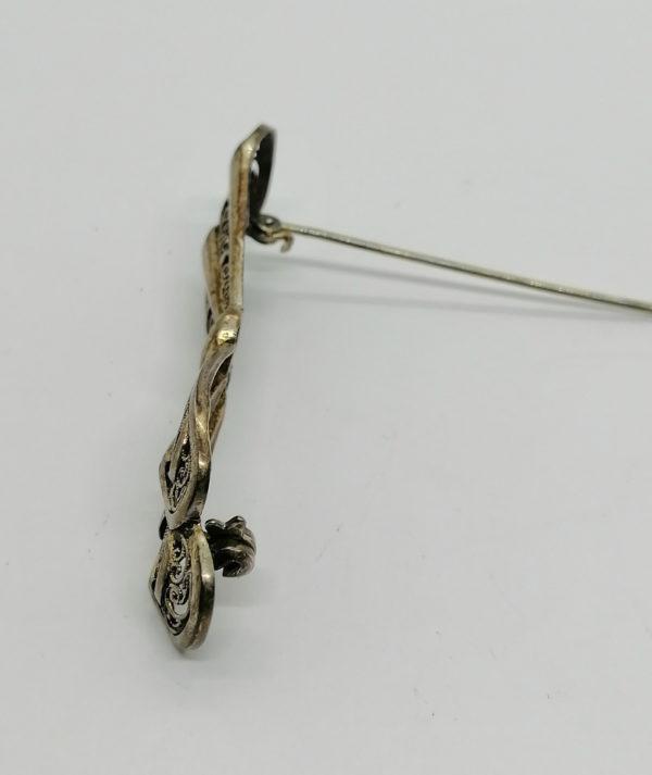 Broche argent, vermeil léger, travail de filigrané. – Image 3