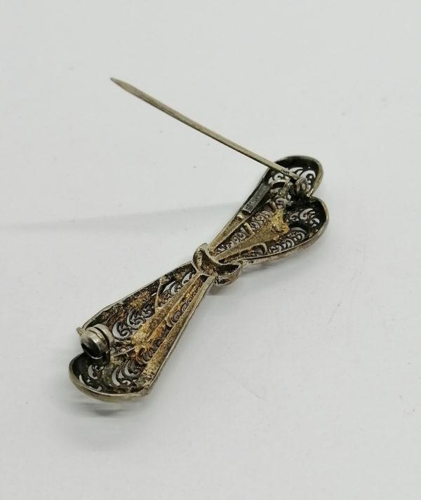 Broche argent, vermeil léger, travail de filigrané. – Image 4