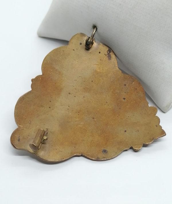 Broche en laiton cuivré, avec décor cloisonné en émail de couleur noir. – Image 3
