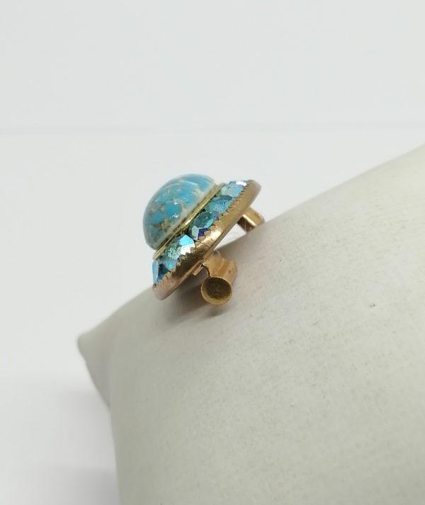 Broche en laiton couleur bleu turquoise. – Image 2