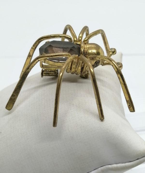 Broche araignée grand modèle, en laiton et strass. – Image 2