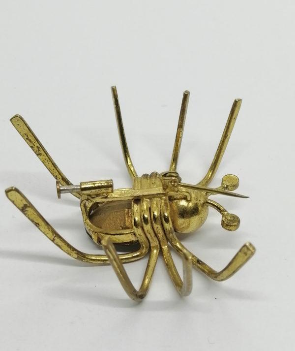Broche araignée grand modèle, en laiton et strass. – Image 3