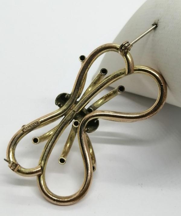 Broche en tubes de laiton jaune, façon arraignée. – Image 3