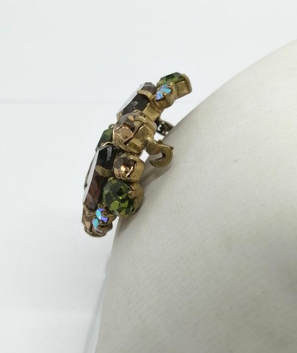 Broche/pendentif, laiton, avec pavage de gros strass au centre en forme de navette. – Image 2