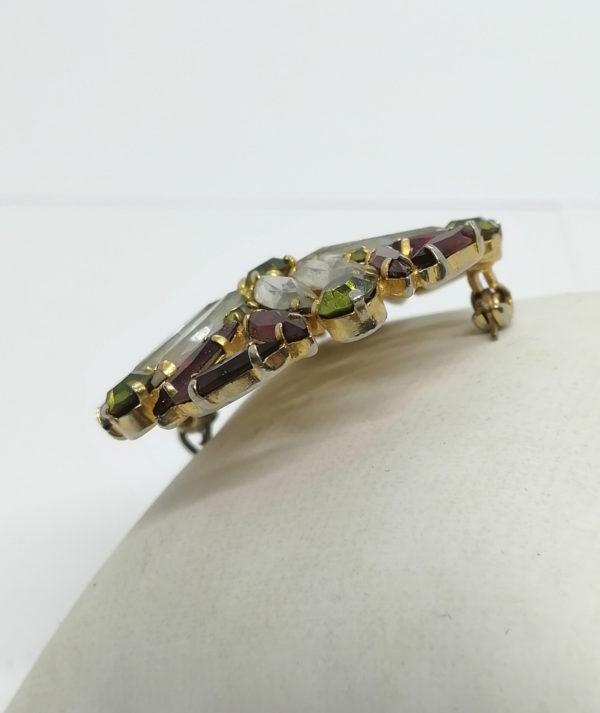 Broche ronde ajourée et pavage de strass en forme de navettes. – Image 2