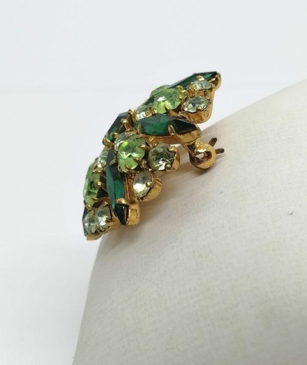 Broche en laiton pavage de différentes formes de strass , de couleur vert. – Image 2