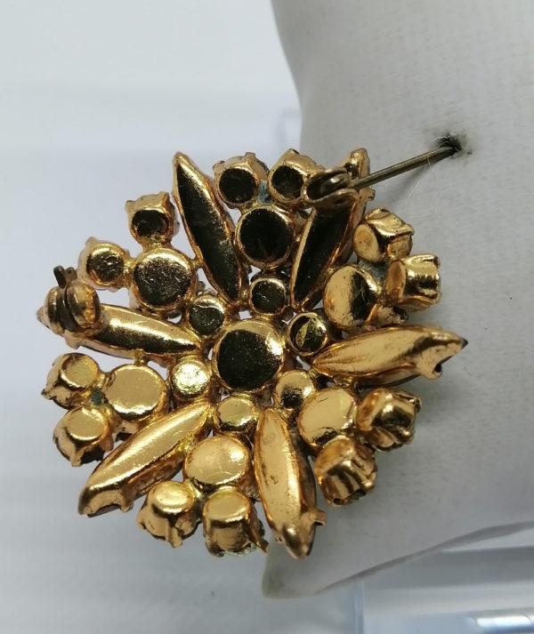 Broche en laiton pavage de différentes formes de strass , de couleur vert. – Image 3