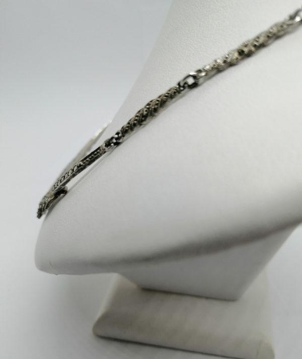 Collier argent, pendant façon diadème avec pavage de marcasites. – Image 2