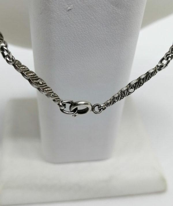Collier argent, pendant façon diadème avec pavage de marcasites. – Image 6