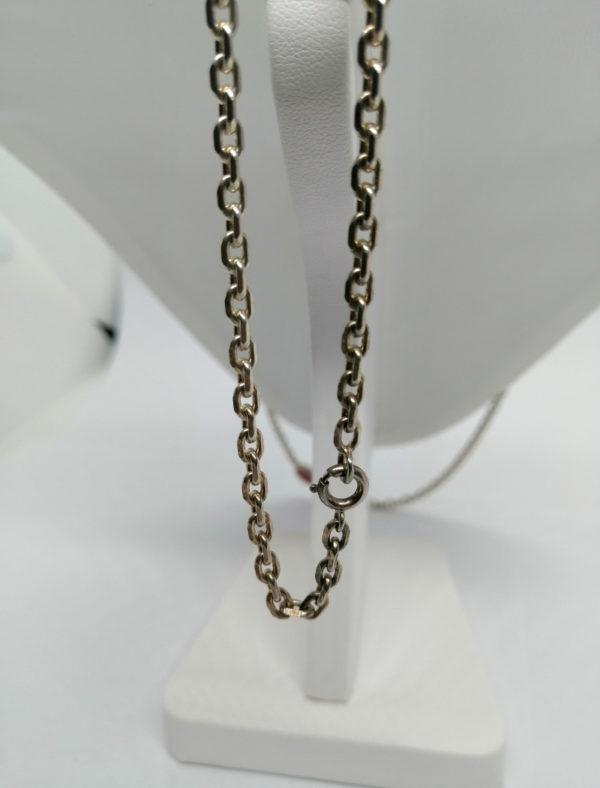 Collier argent, vintage, grosse maille forçat et maillons avec cornaline, 1970-80. – Image 4