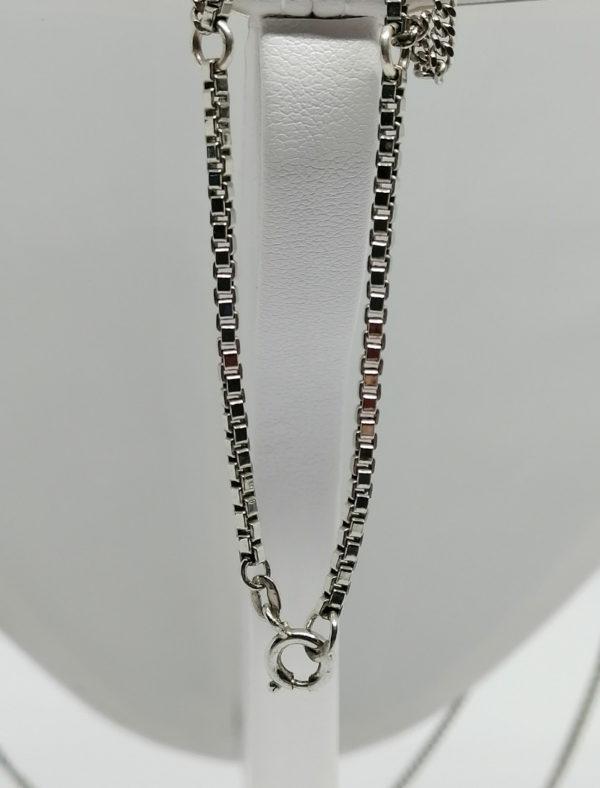 Collier argent , vintage, double rang avec lapis-lazuli et émaillé bleu, 1960-70. – Image 4