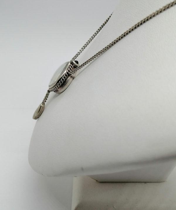 Collier argent vintage, avec montre mécanique comme pendant. – Image 3