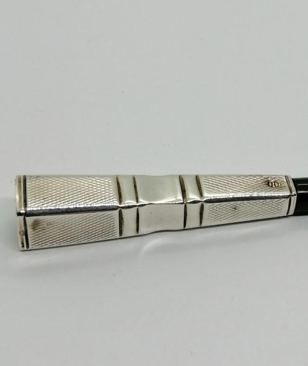 Fume-cigarette, argent, de forme carré et guilloché, bakélite, Art Déco. – Image 3