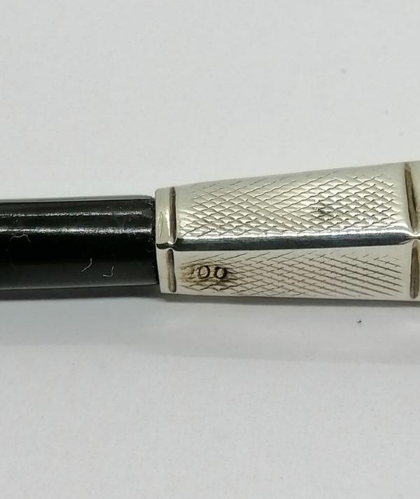 Fume-cigarette, argent, de forme carré et guilloché, bakélite, Art Déco. – Image 4