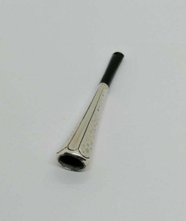 Fume-cigarette argent martelé, bakélite noir, Art Déco – Image 2