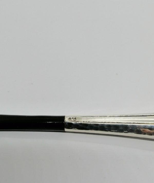 Fume-cigarette argent martelé, bakélite noir, Art Déco – Image 4