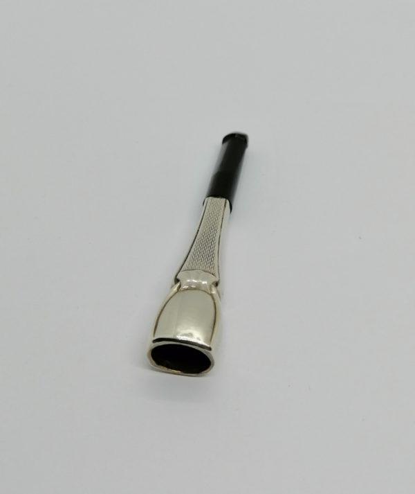 Fume-cigarette argent, guilloché, volutes et bakélite noir, Art Déco. – Image 2