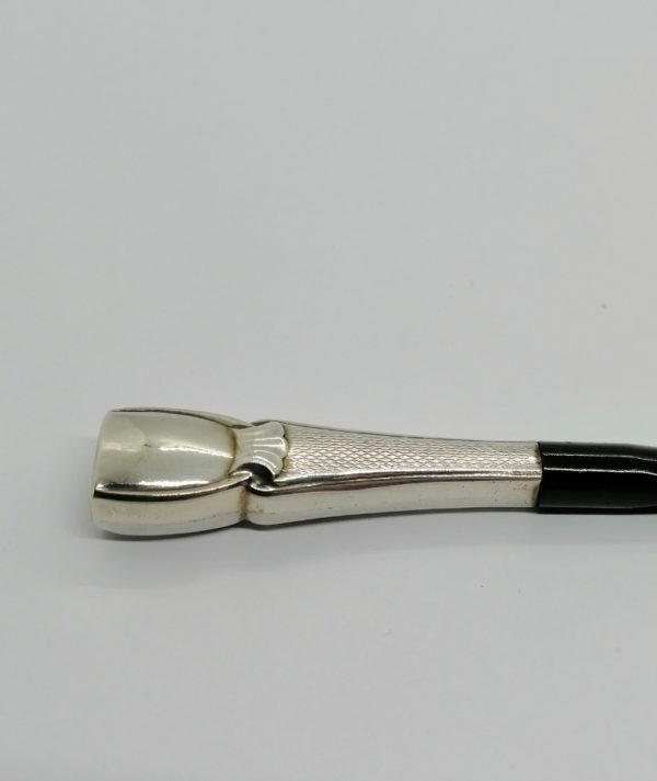 Fume-cigarette argent, guilloché, volutes et bakélite noir, Art Déco. – Image 3