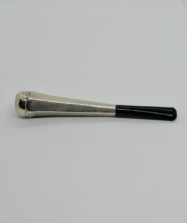 Fume-cigarette, argent guilloché, bakélite noir, Art Déco.